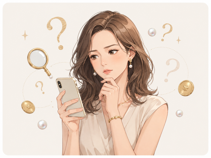 スマホを見て考えている女性