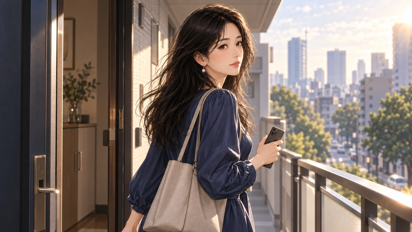 スポットワークへ向かうため朝の部屋を出るmizuki